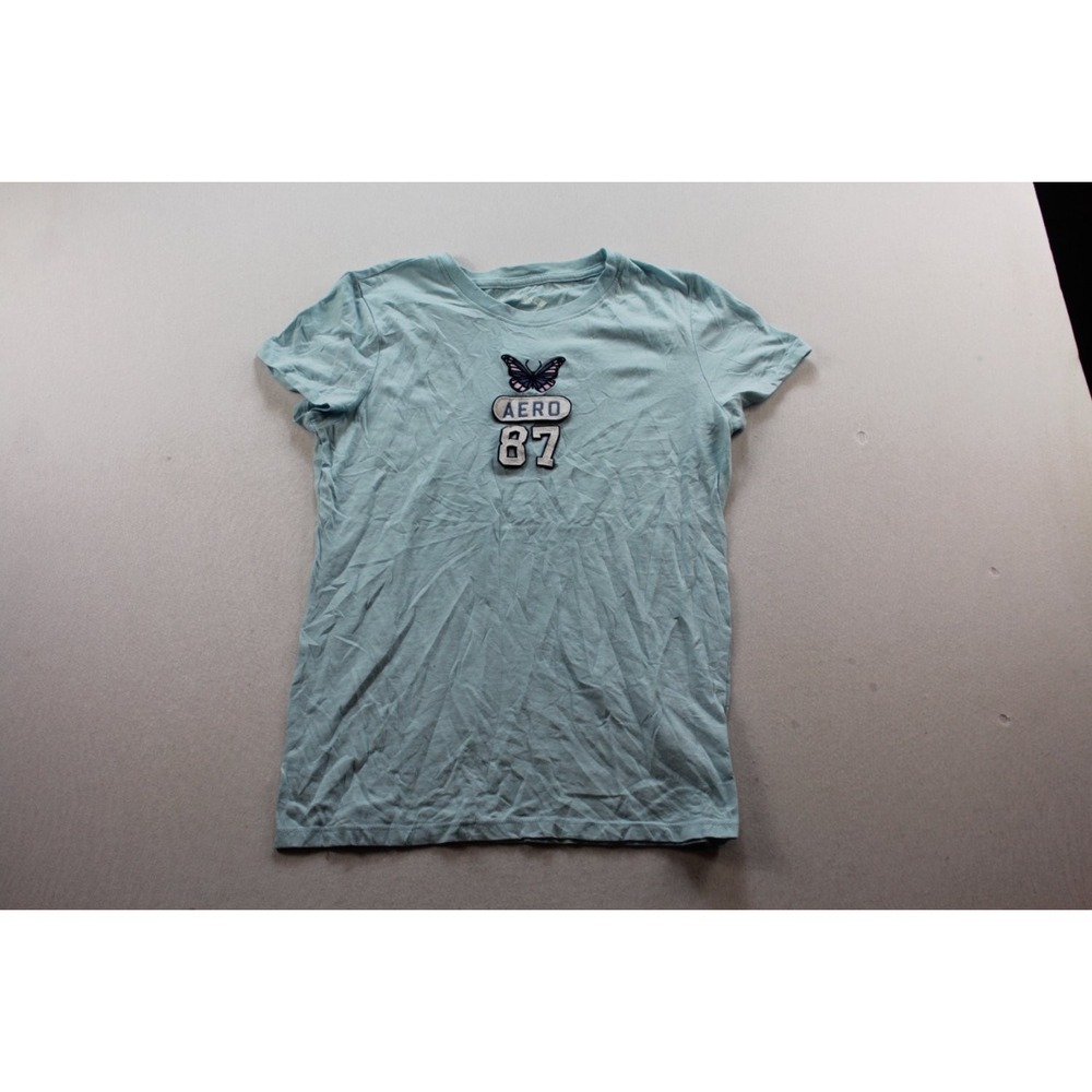 Aeropostale Aero 87 T-Shirt Women Large Classic Crew  Blue Neck Short Sleeve Fit